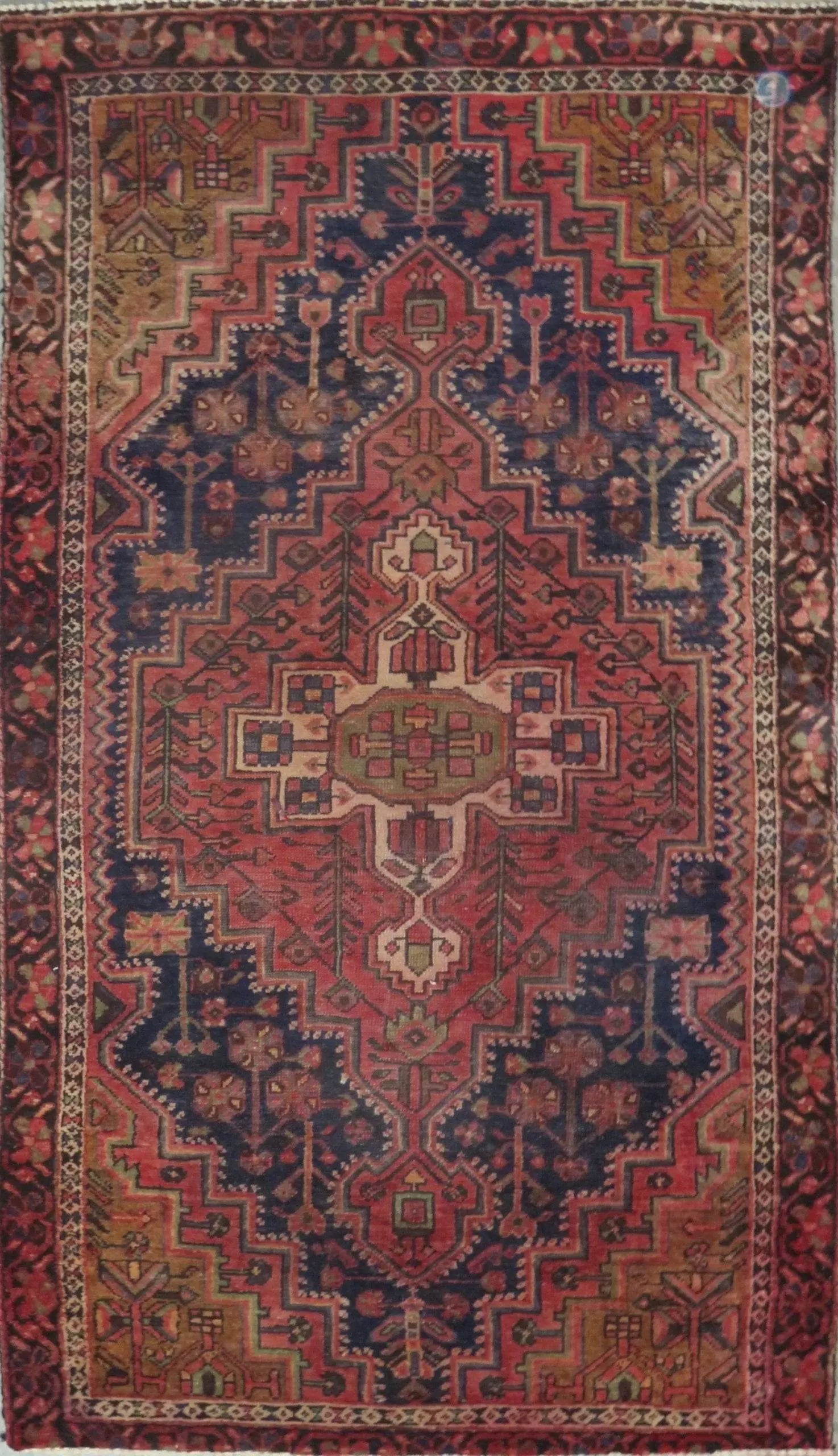 One Of The Kind Hand-Knotted Persian Wool Rug _ Luxurious Vintage Design, 6'10" x 3'8", Artisan Crafted